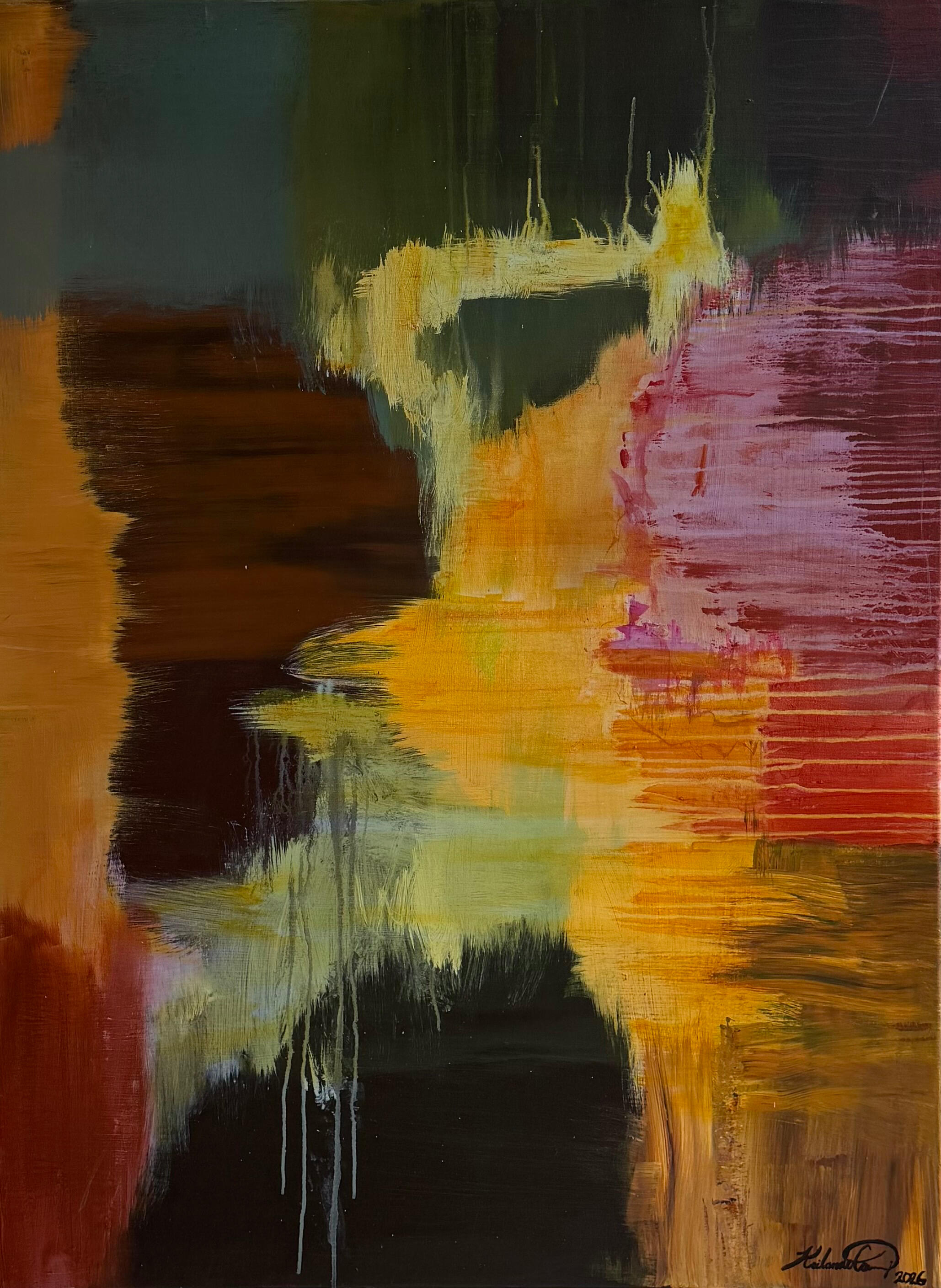 A Colorful Fight (2026) 36inx48in acrylic on canvas